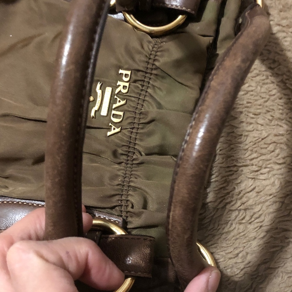 TODAY ONLY:Authentic Prada Brown Leather Canvas Shoulder Bag w/out Strap AS IS - Picture 2 of 14